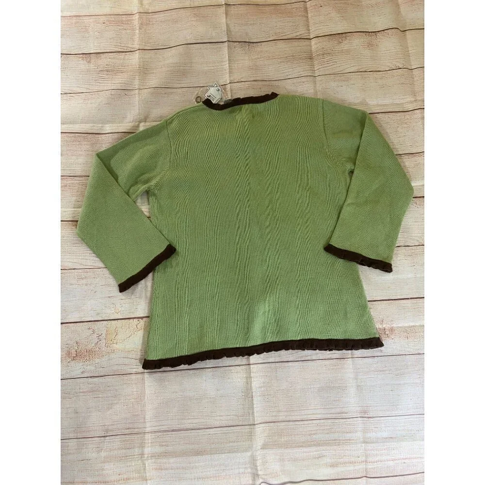 NWT Vintage Storybook Knits Green Floral Knit Button Front Cardigan - Large - Picture 12 of 12